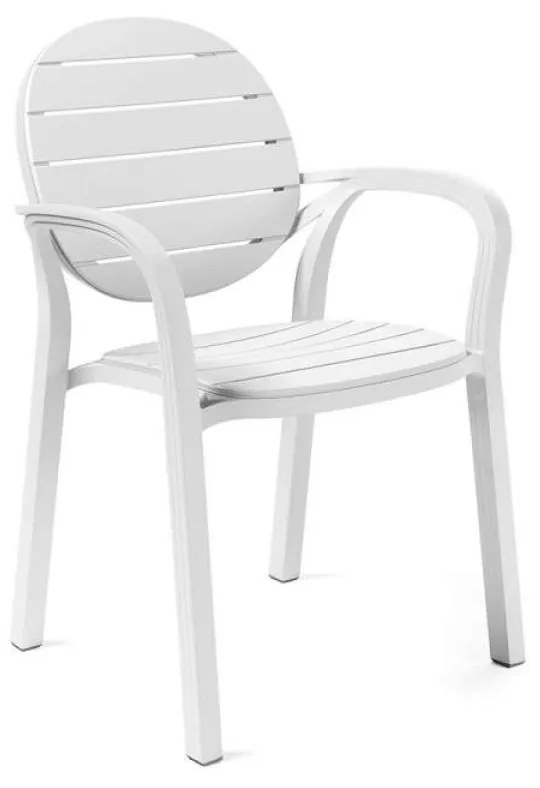 PALMA záhradná stolička s podrúčkami bianco/bianco