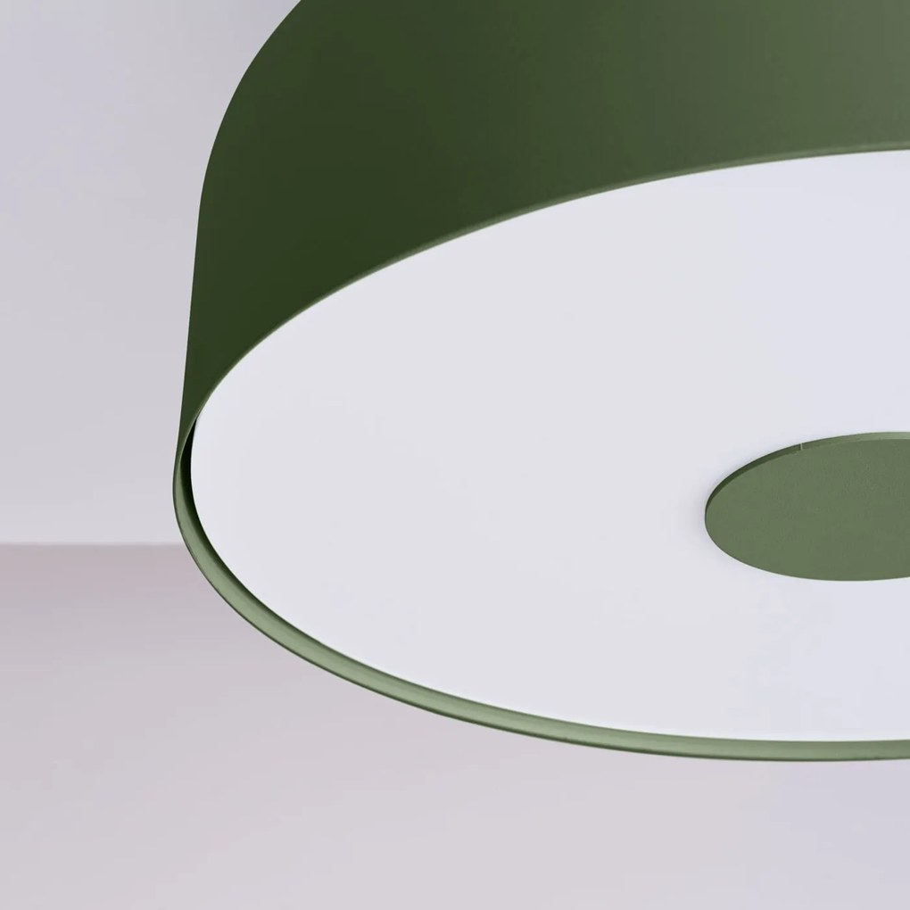 Stropné svietidlo Omiq, 1x olivovo zelené kovové tienidlo, (biely plast), (fi 30 cm)