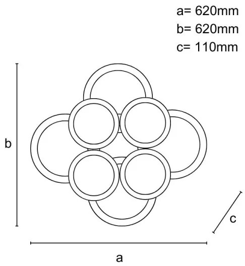 LED Stmievateľný prisadený luster LED/200W/230V 3000-6500K + diaľkové ovládanie