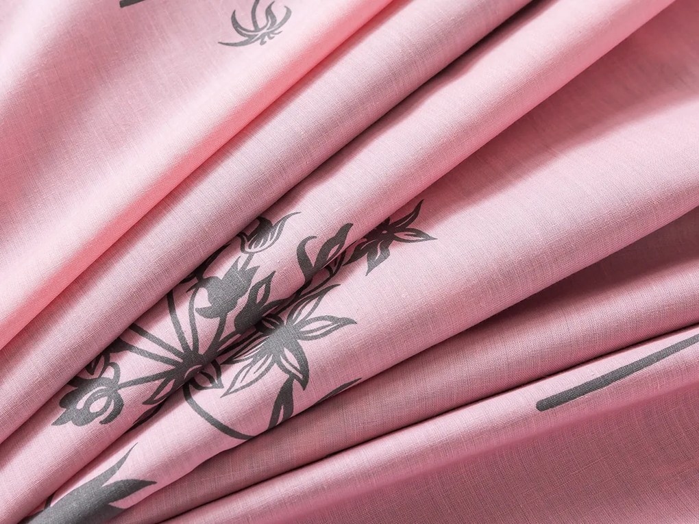 XPOSE® Predĺžené bavlnené Renforcé obliečky IDIL - sivé/ružové