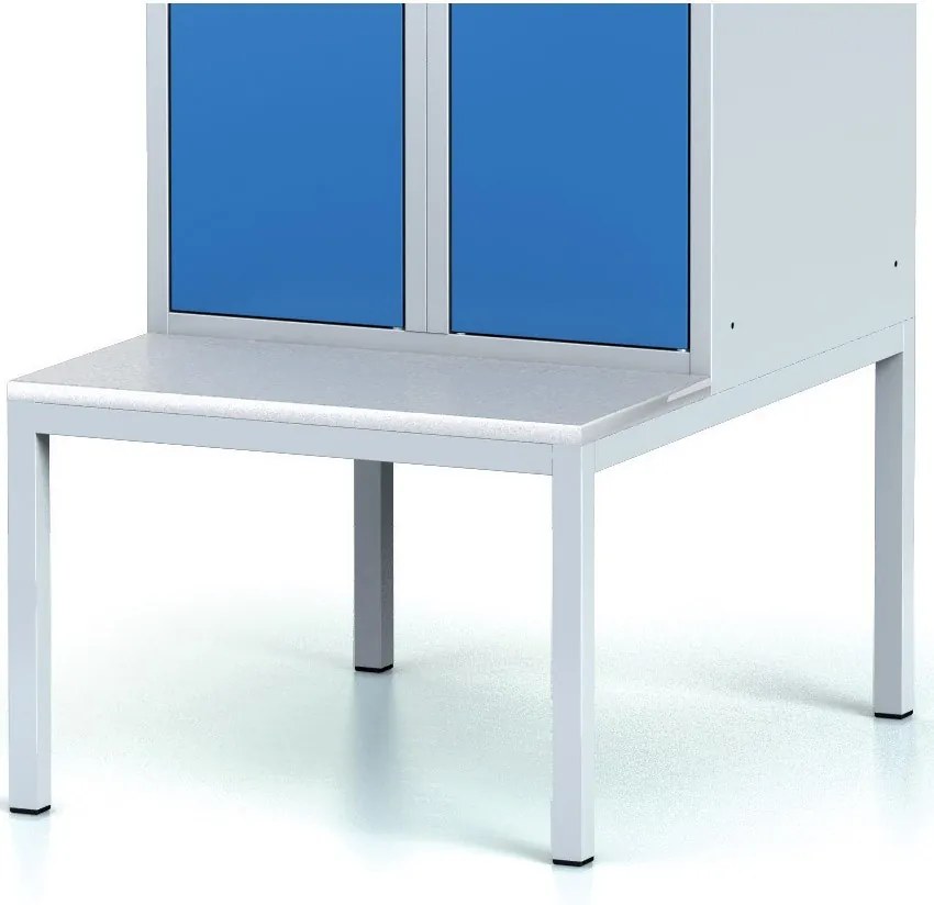 Alfa 3 Šatníková skrinka S6 s lavičkou, 2-dverová, 1875 x 600 x 500/800 mm, otočný zámok, tmavo sivé dvere