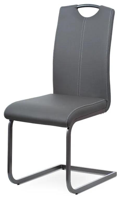 Autronic -  Jedálenská stolička DCL-613 GREY, poťah sivá ekokoža, podnož šedý lak