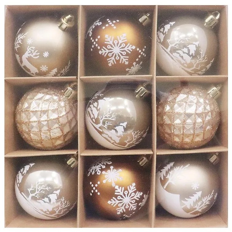 Súprava 9 vianočných gúľ 6 cm mix b09zlbr