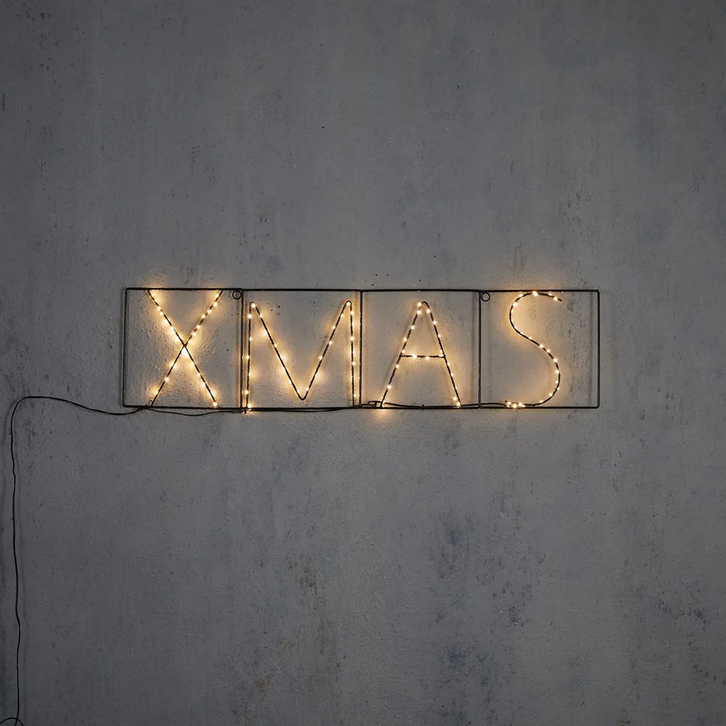 Vianočná nástenná lampa čierna XMAS vrátane LED s časovačom IP44 - Yoro