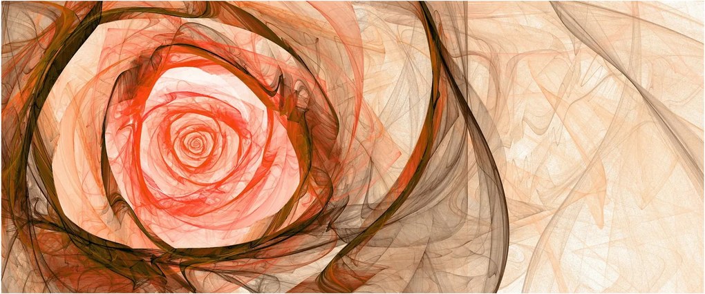 Obraz - Abstraktné ruže ružová s bielym pozadím (120x50 cm)