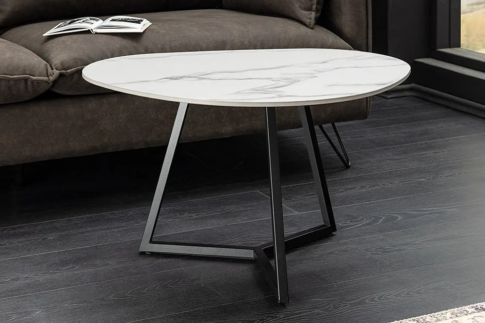 Keramický konferenčný stolík Paquita 70 cm biely