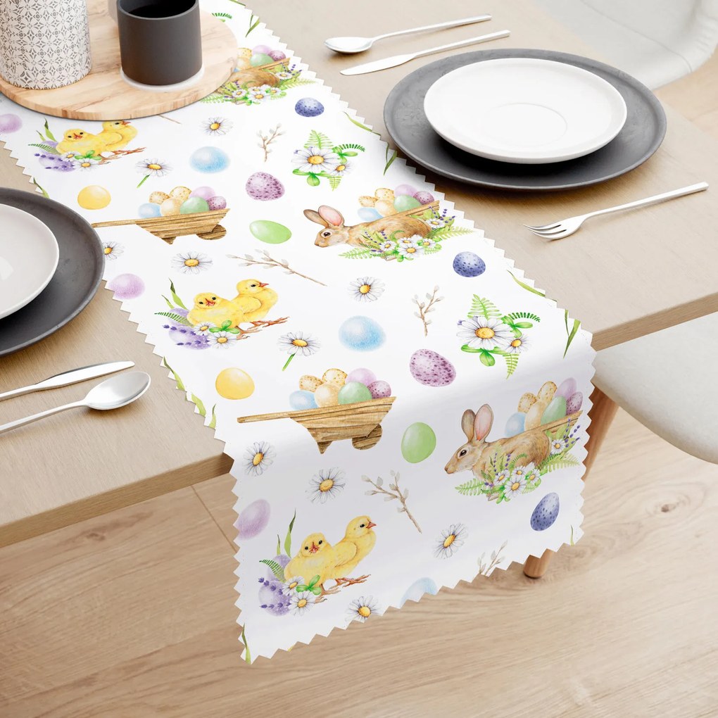 Goldea veľkonočný behúň na stôl teflónový - symboly veľkej noci 50x120 cm