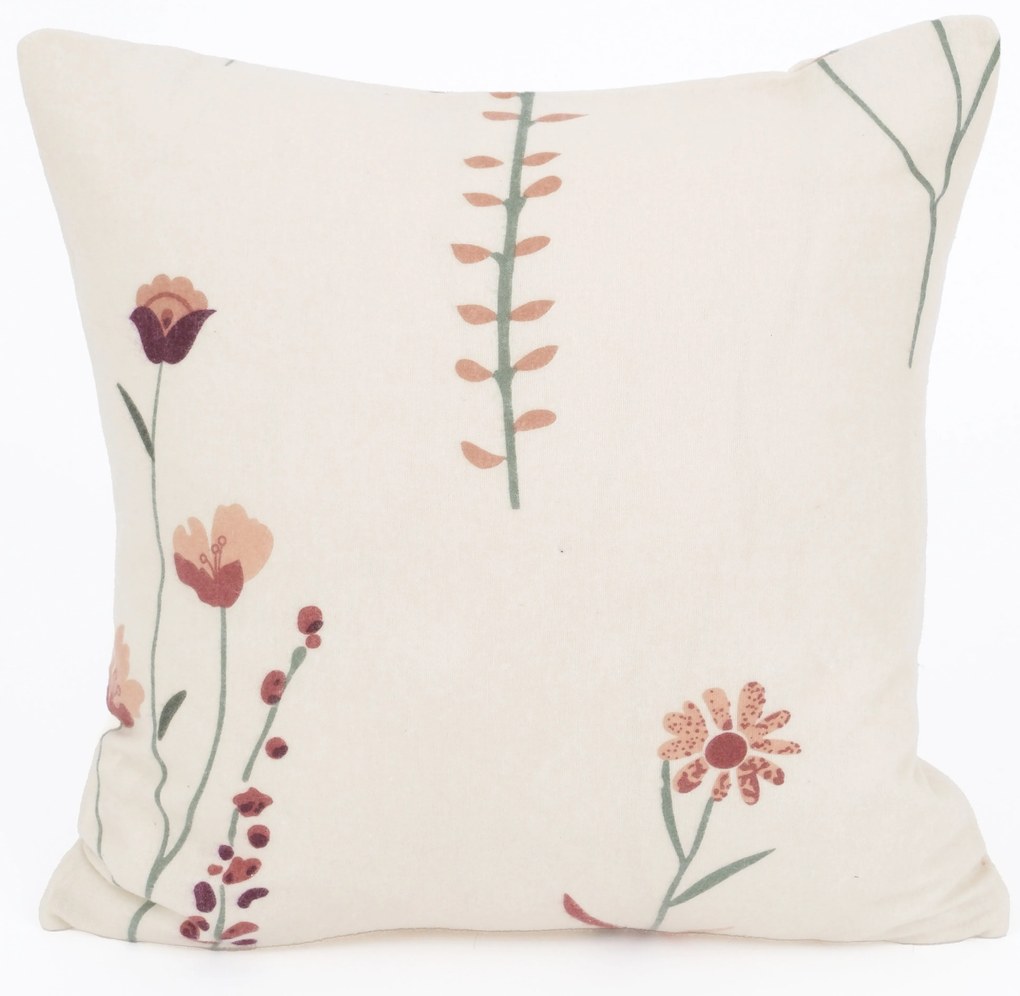 Flanelová obliečka na vankúš 40 x 40 cm - Vlčie maky béžové