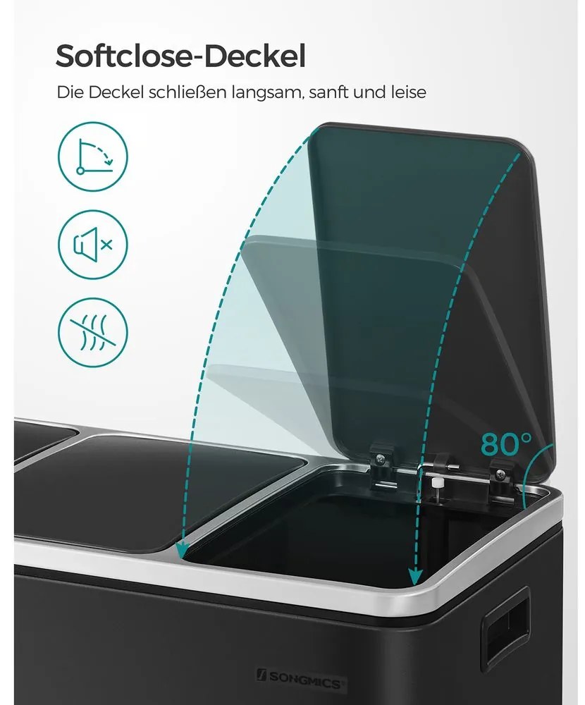 Recyklačný odpadkový kôš SONGMICS LTB54BK