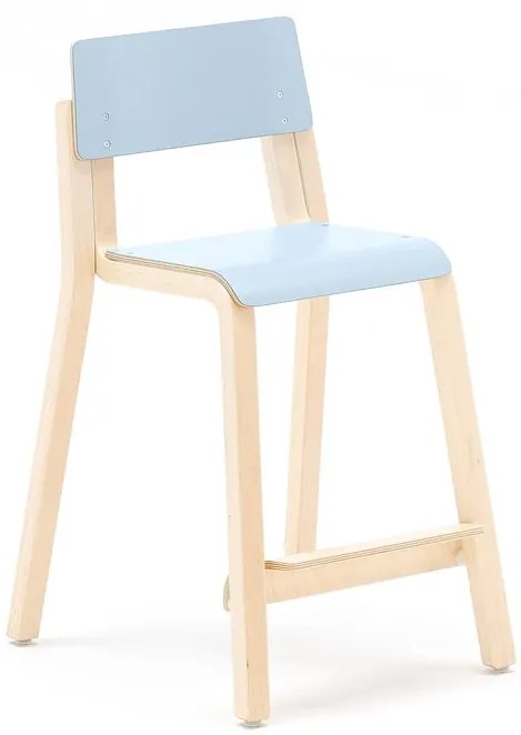 Vysoká stolička DANTE, výška 500 mm, breza, laminát - modrá