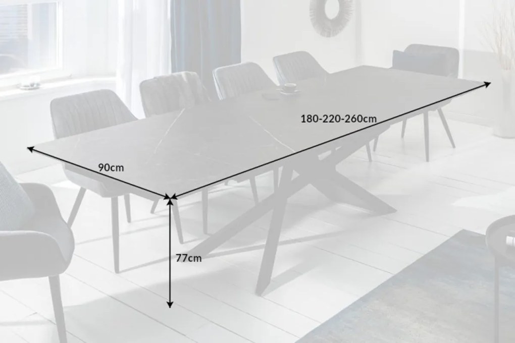 Rozťahovací keramický stôl Natasha 180-220-260 cm grafit