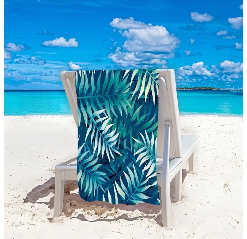 Plážový set BORNEO - osuška 100×180 cm a pončo 80×145 cm, tmavo modrý