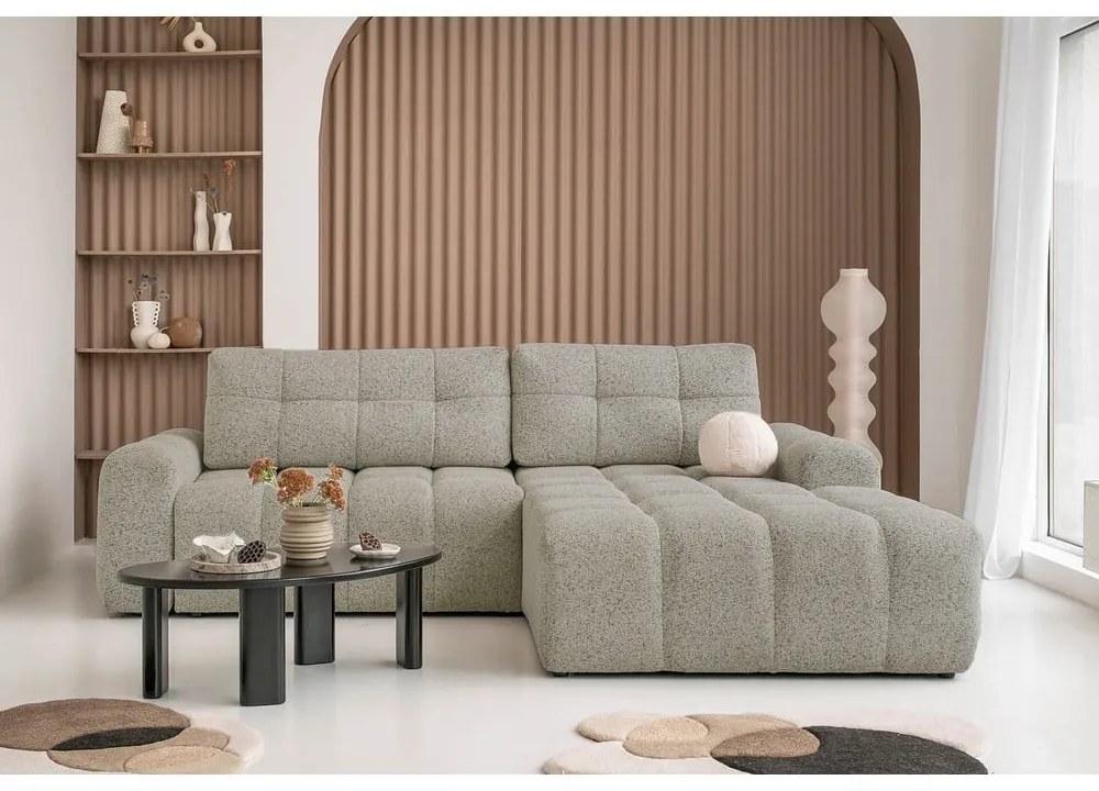 Svetlohnedá rozkladacia modulárna rohová pohovka s úložným priestorom (pravý roh) Lulu – Miuform