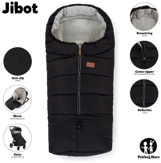 PETITE&amp;MARS - SADA Detský fusak 3v1 JIBOT + rukávniky na kočík zelená