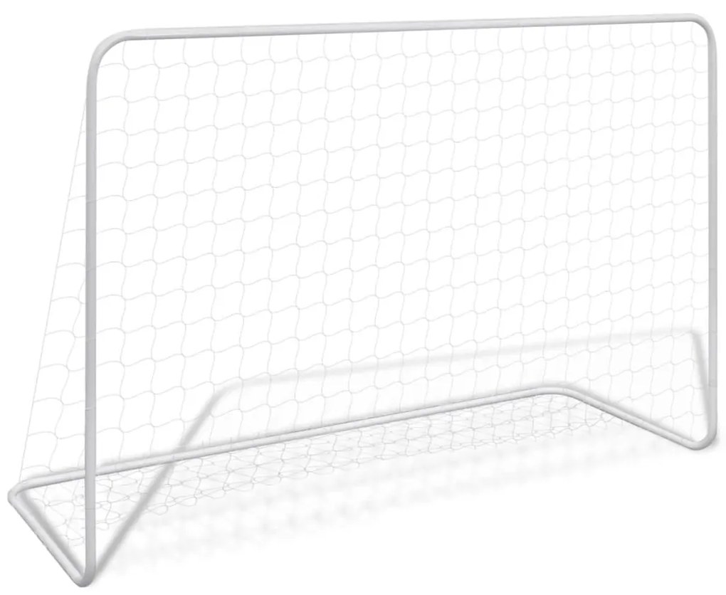 vidaXL Futbalová bránka so sieťou 182x61x122 cm oceľová biela
