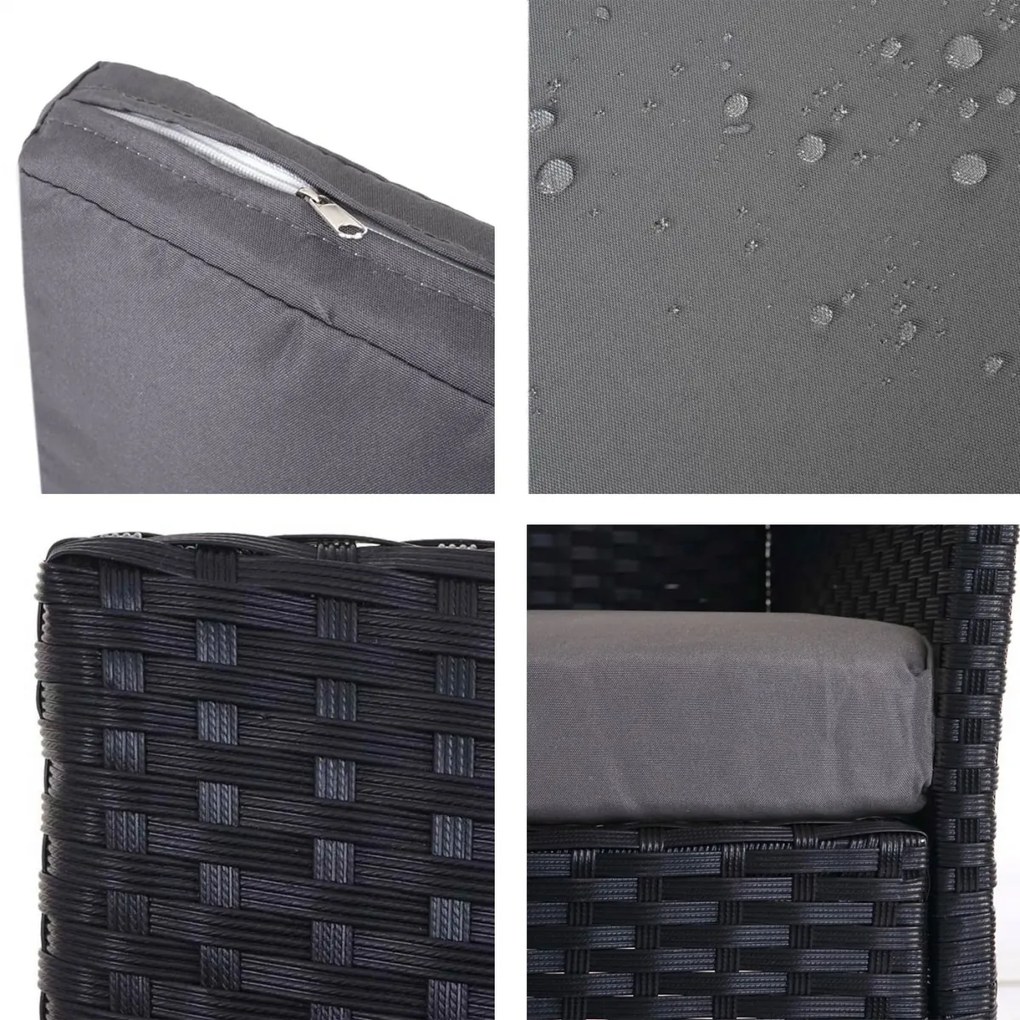 Polyratanová záhradná lavica Halden - antracit, vankúše antracit