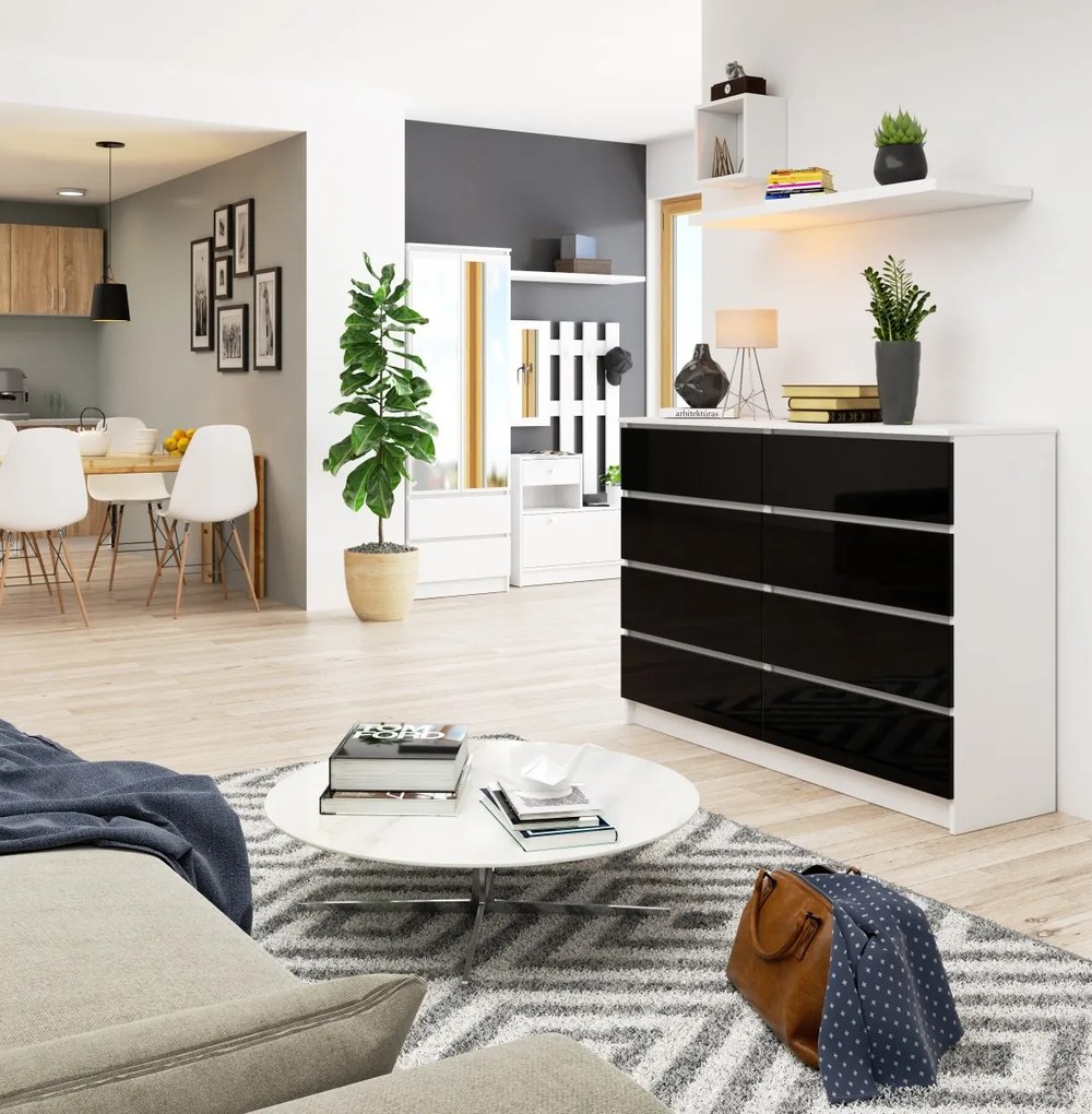 Komoda Rollo X 140 cm čierna/biela