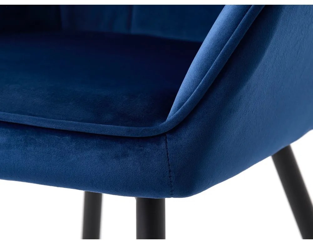 Tmavomodré čalúnené jedálenské kreslá v súprave s podrúčkami 2 ks Nolan Square – Unique Furniture