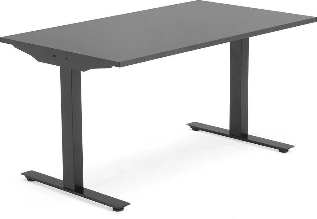 Kancelársky pracovný stôl Modulus, T-rám, 1400x800 mm, čierna/čierna