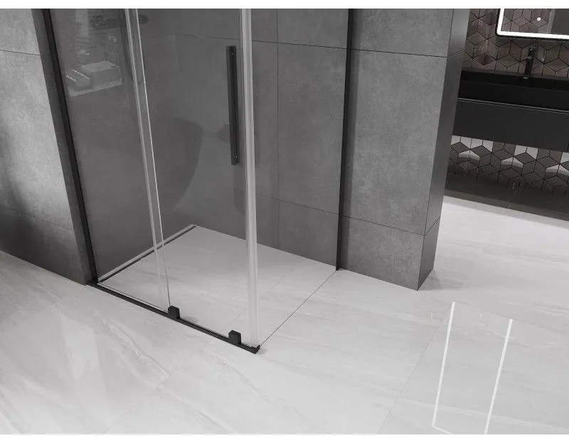 Mexen Velar L, sprchový kút s posuvnými dverami 100 x 80 cm, 8mm číre sklo, čierna matná, 871-100-080-03-70