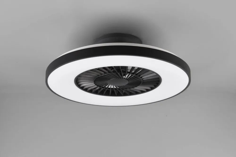 TRIO R62672132 HALMSTAD stropné svietidlo s ventilátorom LED D593mm 40W/3000lm 3000-6500K matná čierna, stmievateľné, diaľkový ovládač