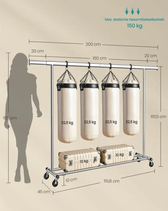 Vešiakový stojan na kolieskach HSR175E01