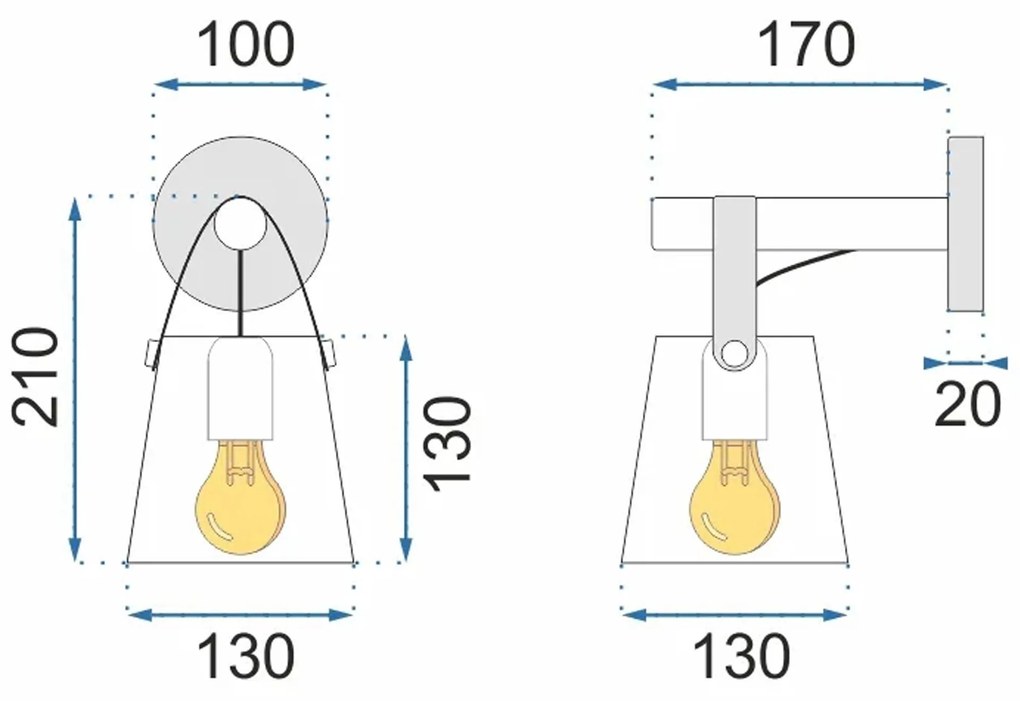 Nástenná lampa AMELIA čierna