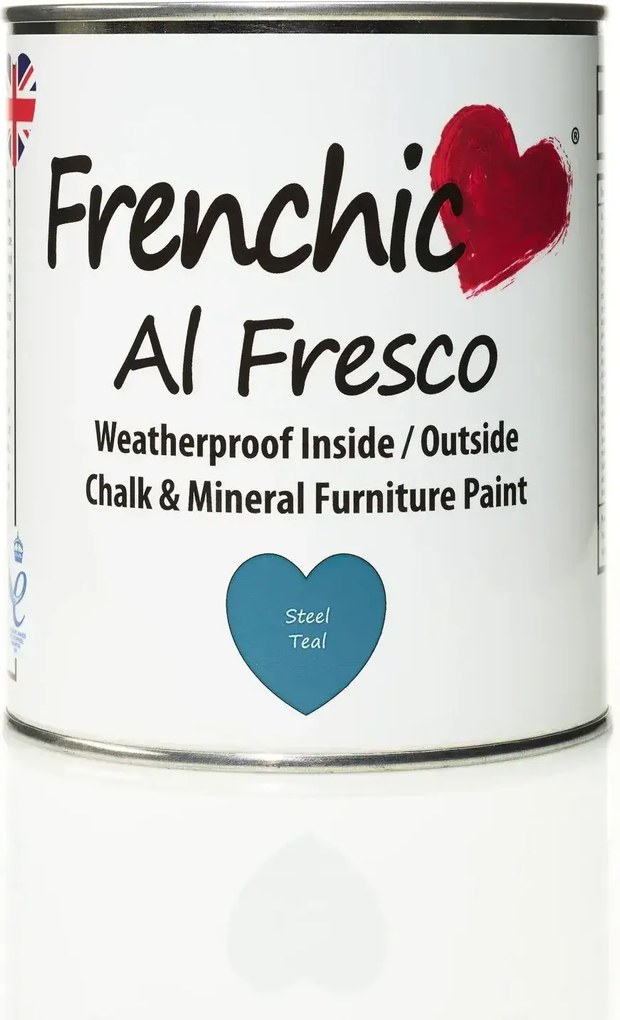 Matná tmavomodrá kriedová farba do exteriéru Frenchic Al Fresco Steel Teal 750 ml