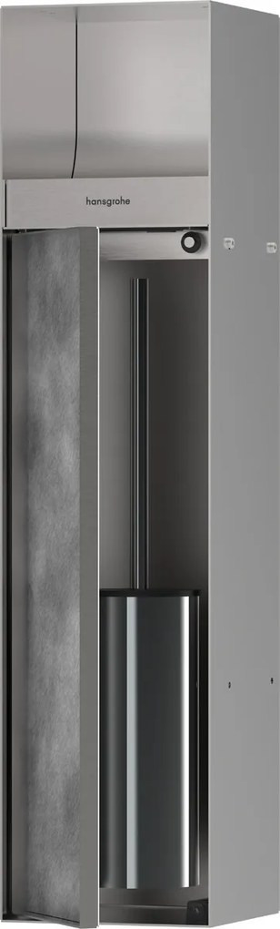 Hansgrohe XtraStoris Rock, wc kefa na zabudovanie s držiakom na toaletný papier, nerez, HAN-56062800