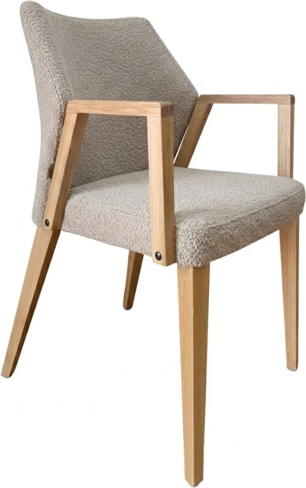 Čalúnené polo-kreslo ZORA s dubovými nohami a podrúčkami, 56x60x87 cm Catch-Me03