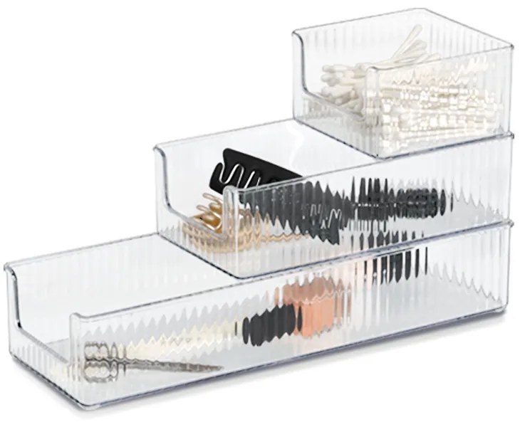 Zeller Present Stohovateľné organizéry transparentné, 3ks v sade PETITE