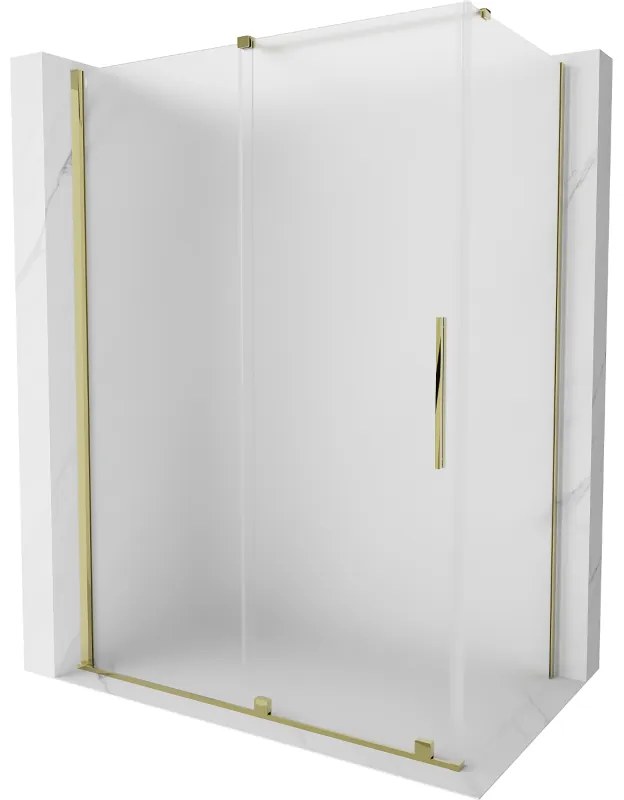 Mexen Velar, sprchový kút s posuvnými dverami 160 x 85 cm, 8mm sklo námraza, zlatá lesklá, 871-160-085-31-50