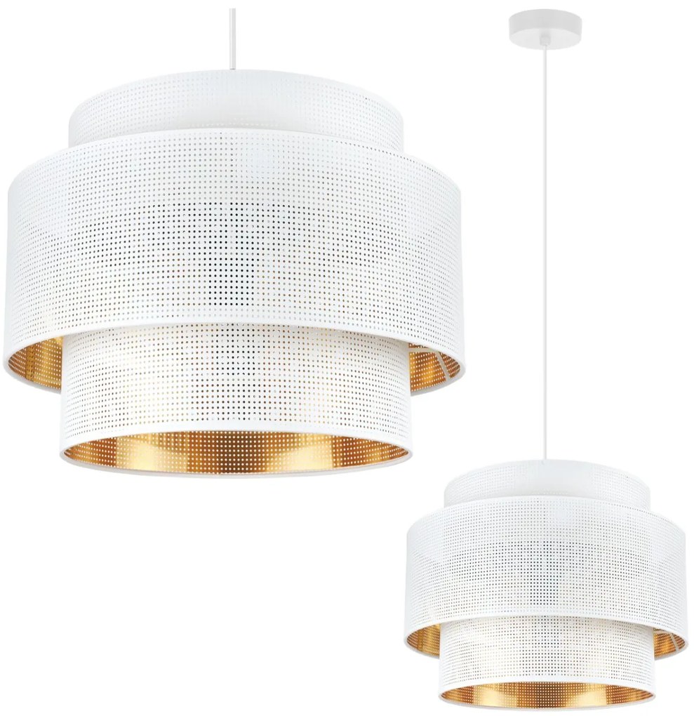Závesné svietidlo Asti, 1x biele PVC tienidlo, (fi 40cm), g, w