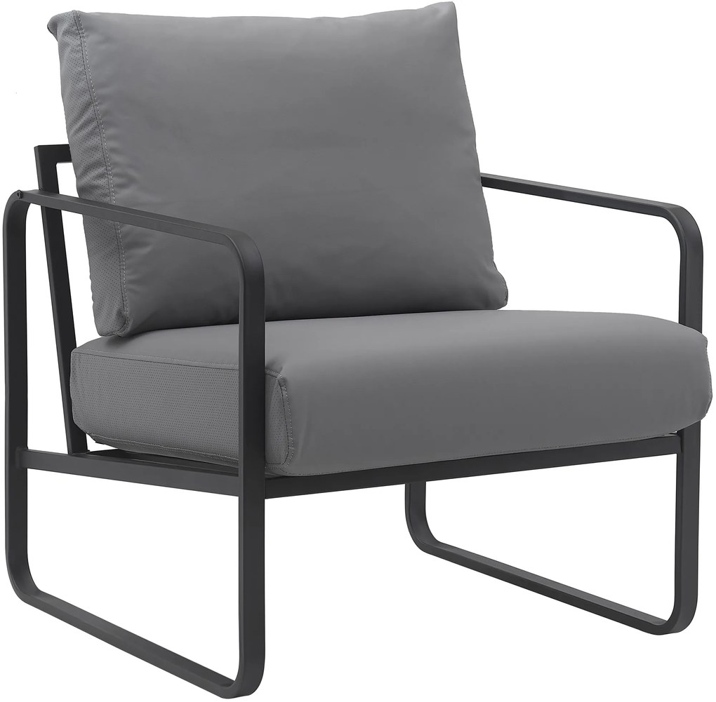 Design-Shop Kreslo Manea - koženka / kov - Sivá