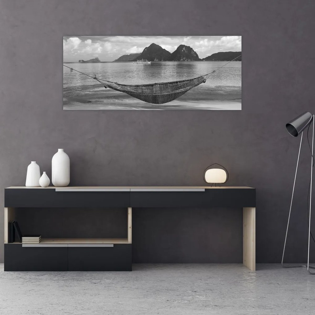 Obraz - Hojdacia sieť na pláži (120x50 cm)
