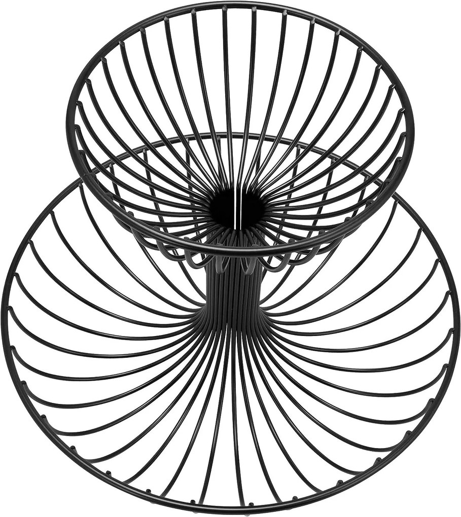 Zeller Present Stojan na ovocie, 2 misy, kovový, čierny FONTANA