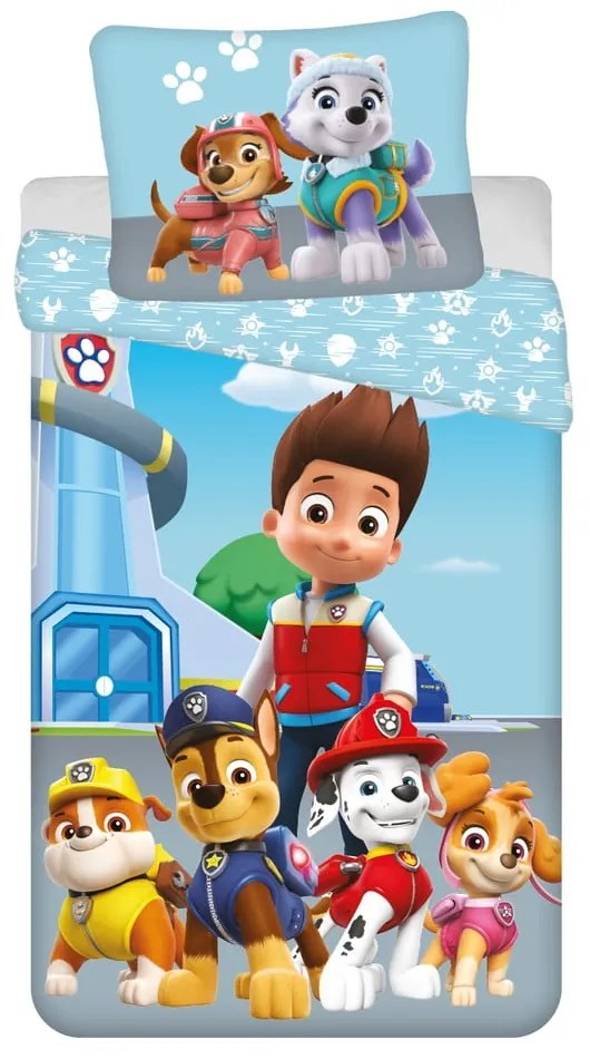 Modré bavlnené detské obliečky na jednolôžko 140x200 cm Paw Patrol – Jerry Fabrics