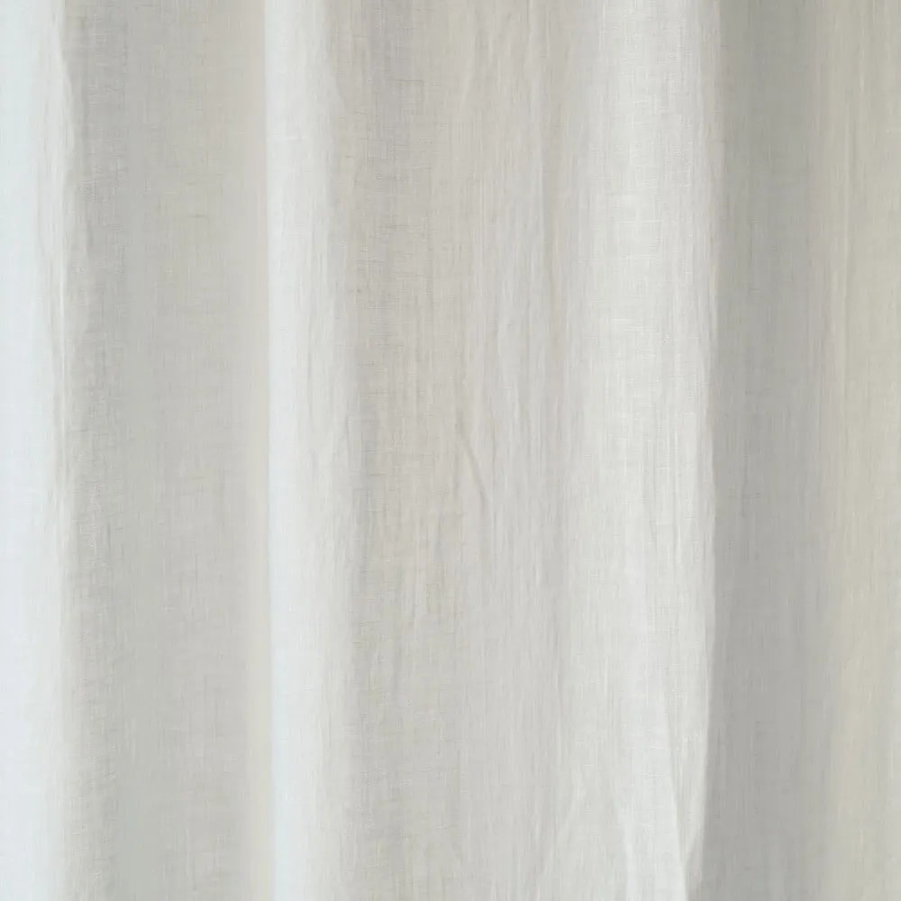 Biely ľanový ľahký záves s tunelom Linen Tales Daytime, 250 x 130 cm