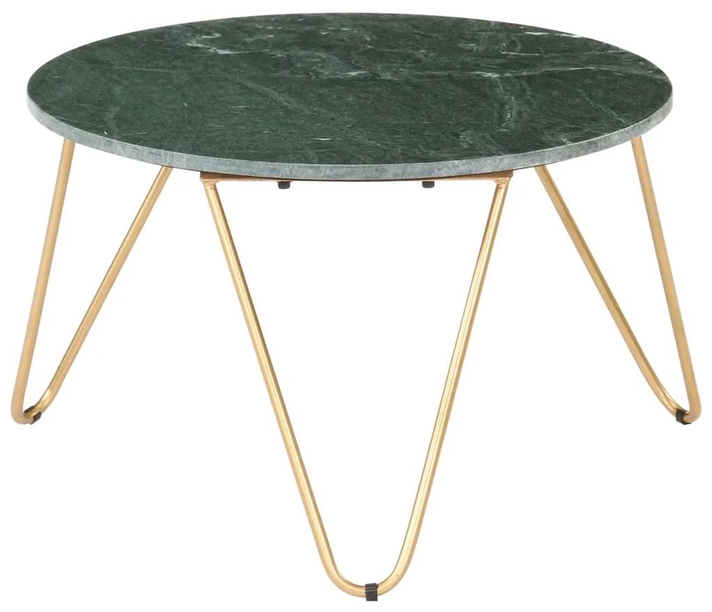 Konferenčný stolík zelený 65x65x42 cm pravý kameň s mramorovou textúrou