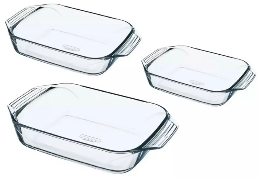 Pyrex Súprava sklenených pekáčov 3 ks, 1,4 l + 3 l + 4 l