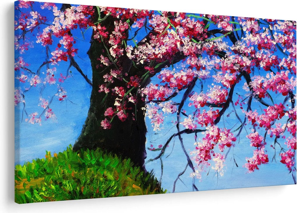 Obraz maľované rozkvitnuté čerešne (90x60 cm)