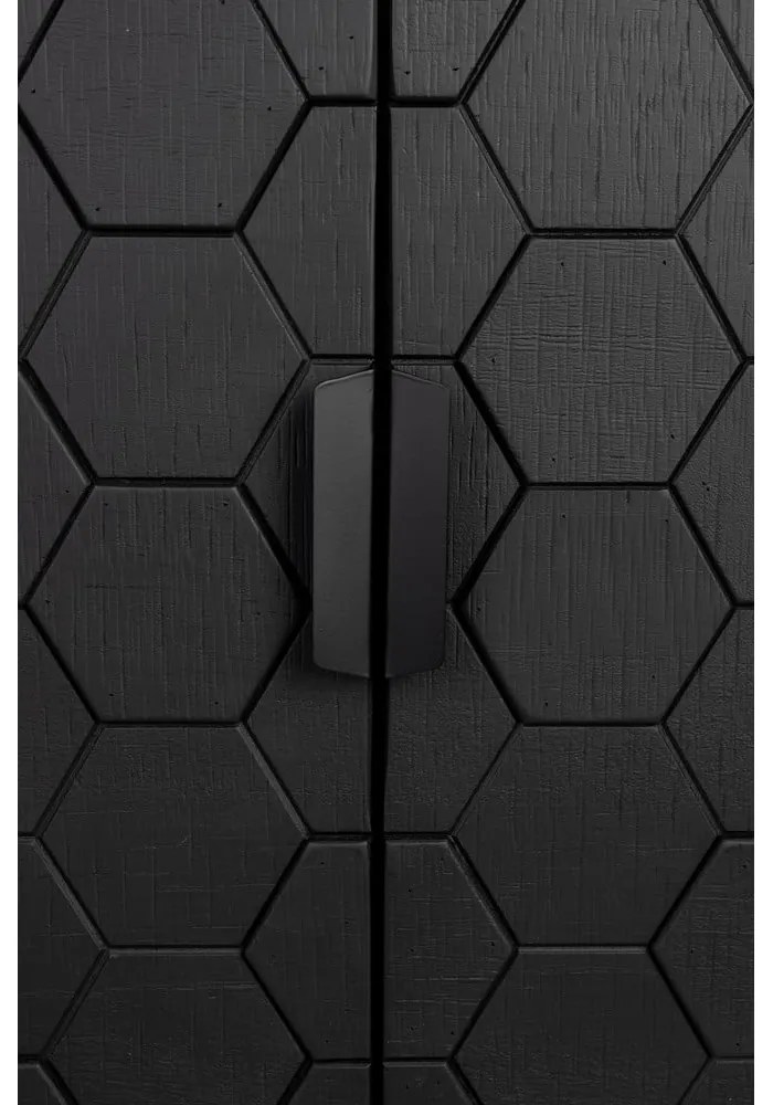 Čierna nízka komoda z borovicového dreva 140x58 cm Linc - White Label