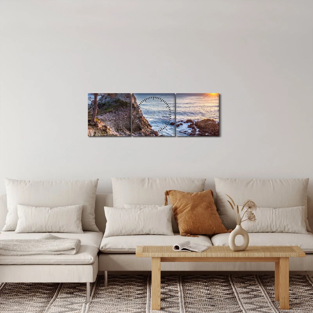 Obraz - Pacifické pobrežie (s hodinami) (90x30 cm)