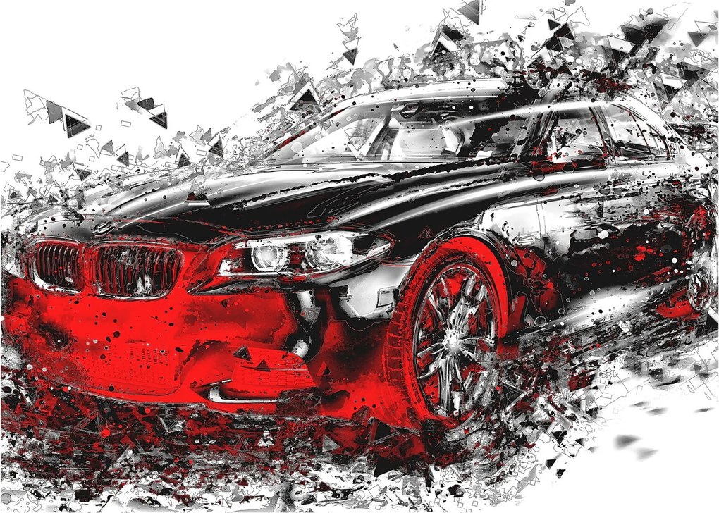 Obraz - Maľované auto v akcii (70x50 cm)