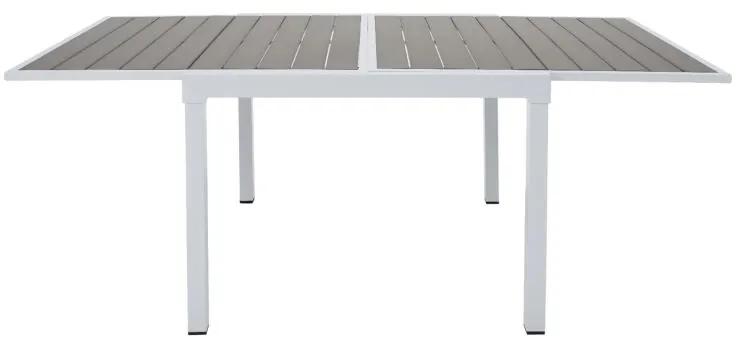 Záhradný rozkladací stôl, biela oceľ/sivá, DORIO