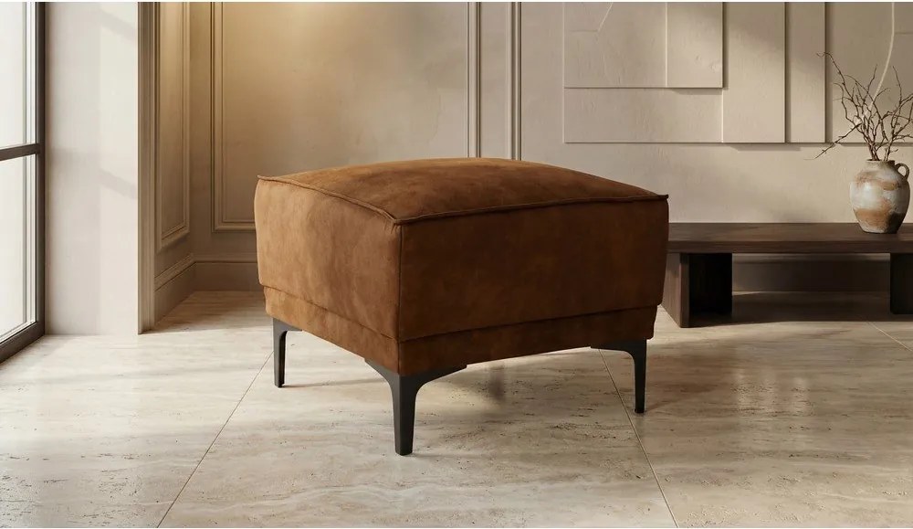 Koňakovohnedý taburet z imitácie kože Copenhagen – Scandic