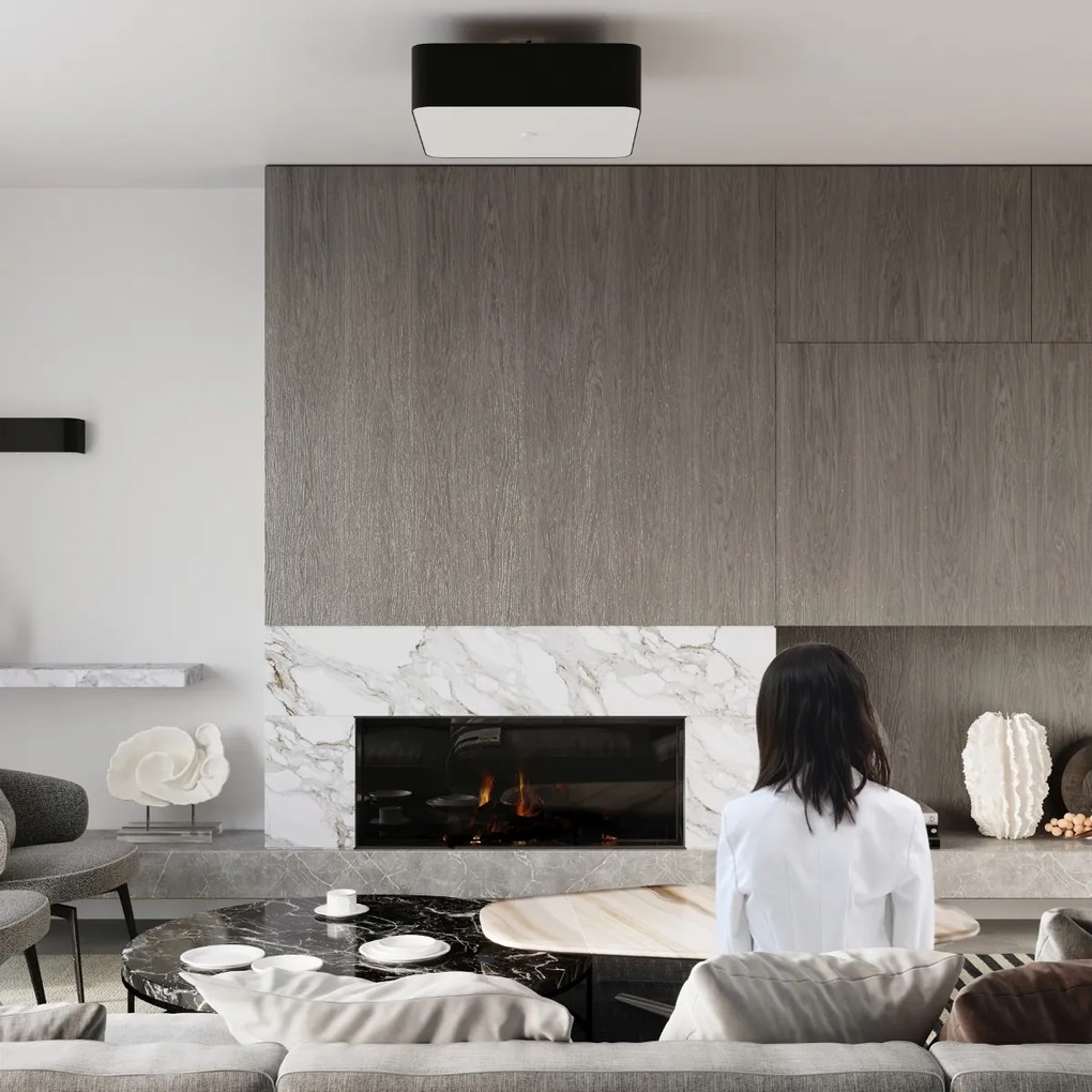 Závesné svietidlo Lokko, 1x čierne textilné tienidlo, (biele sklo), (45 cm)