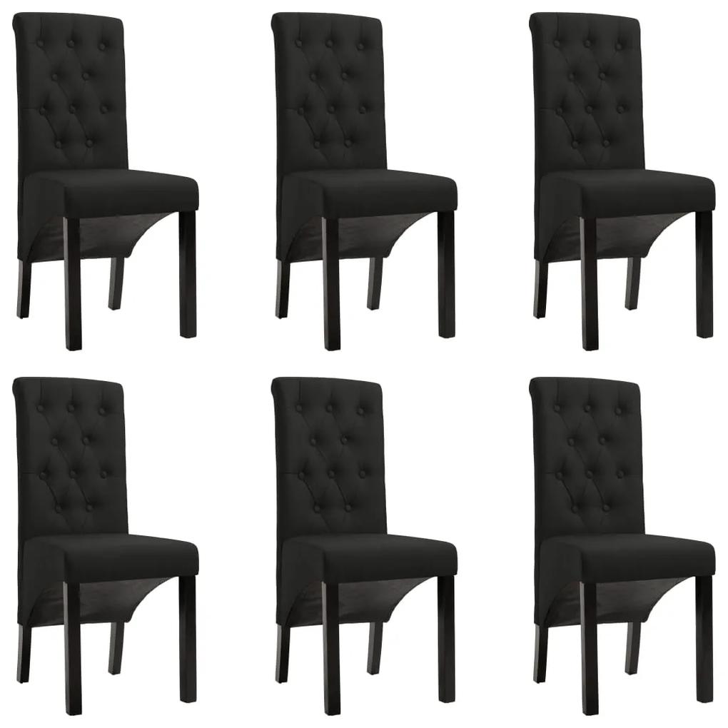vidaXL Jedálenské stoličky 6 ks čierne látkové