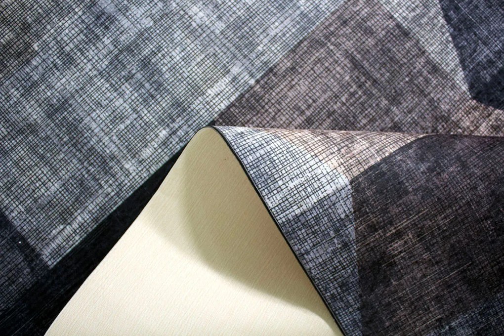 Koberec Porte 2032 GREY – sivý, hnedý a čierny obdĺžnik Rozmer: 80x150 cm