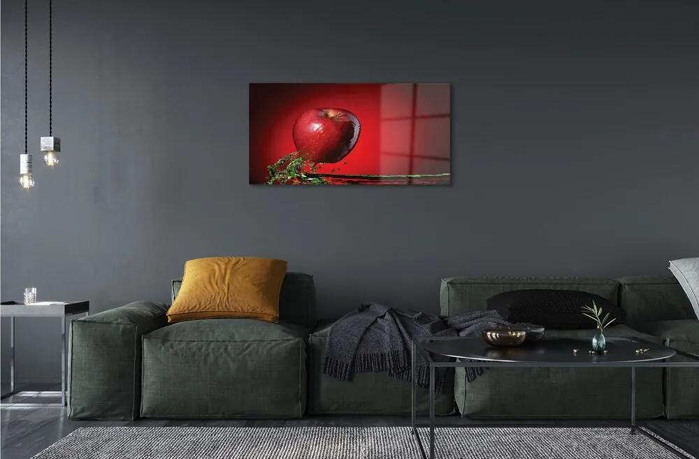 Obraz na skle jablko vo vode 100x50 cm